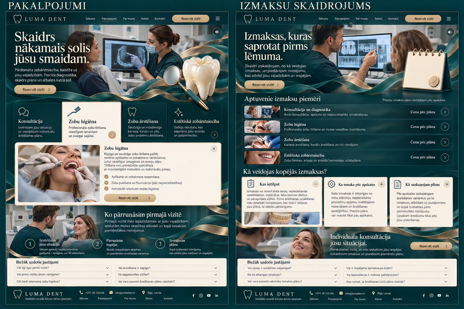 Pakalpojumi un izmaksas — dizaina makets